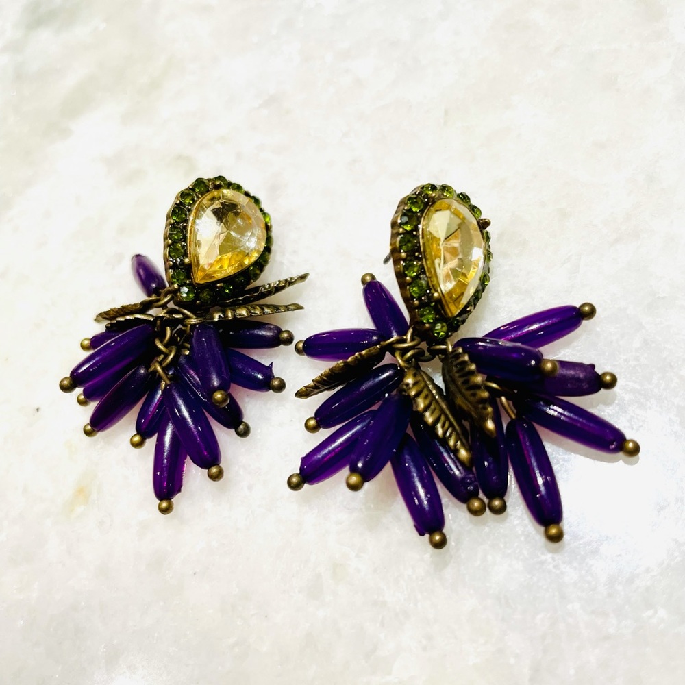 Purple statement earrings from Anthropologie